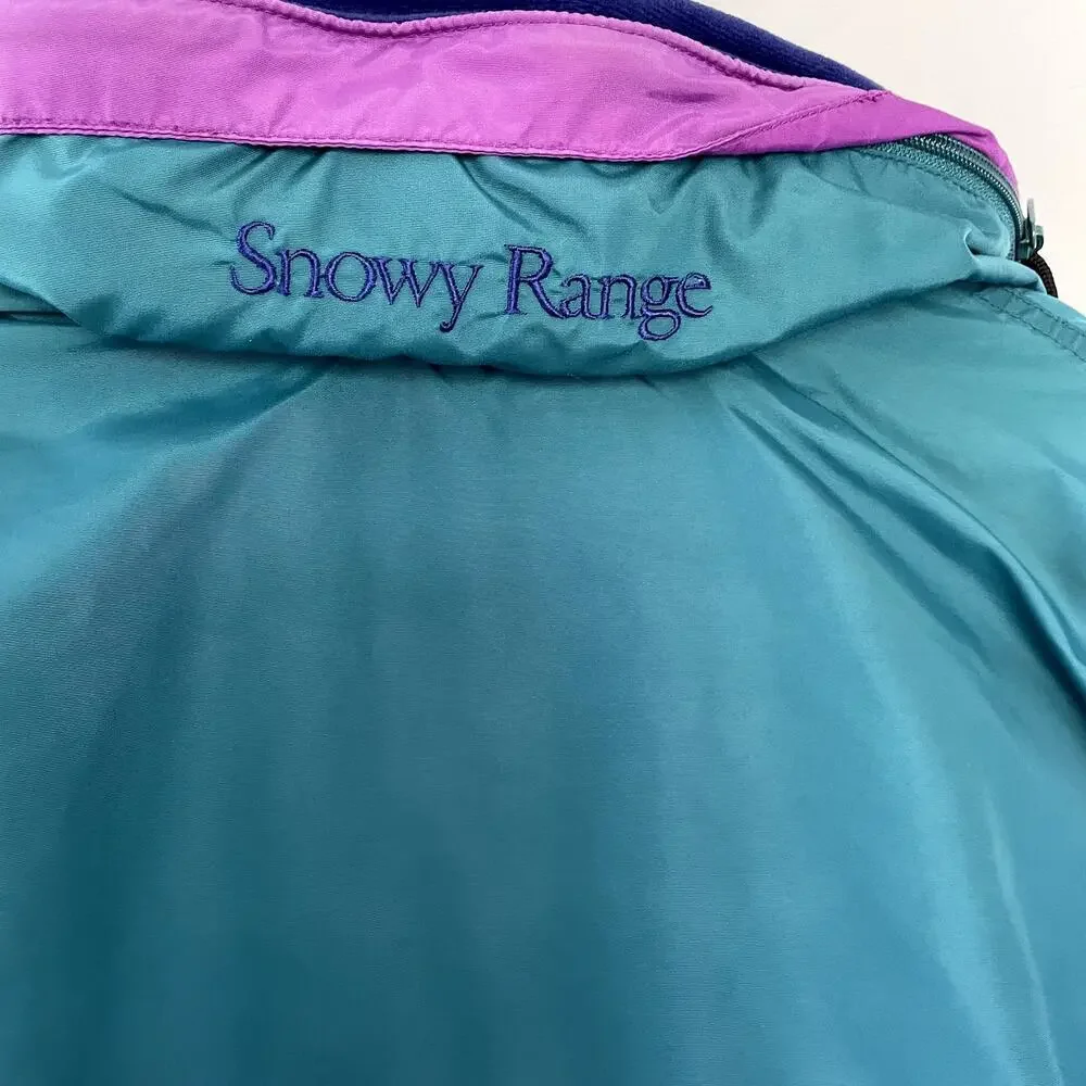 Columbia Snowy Range Full Zip Jacket M Teal Women Vintage Colorblock Nylon‎